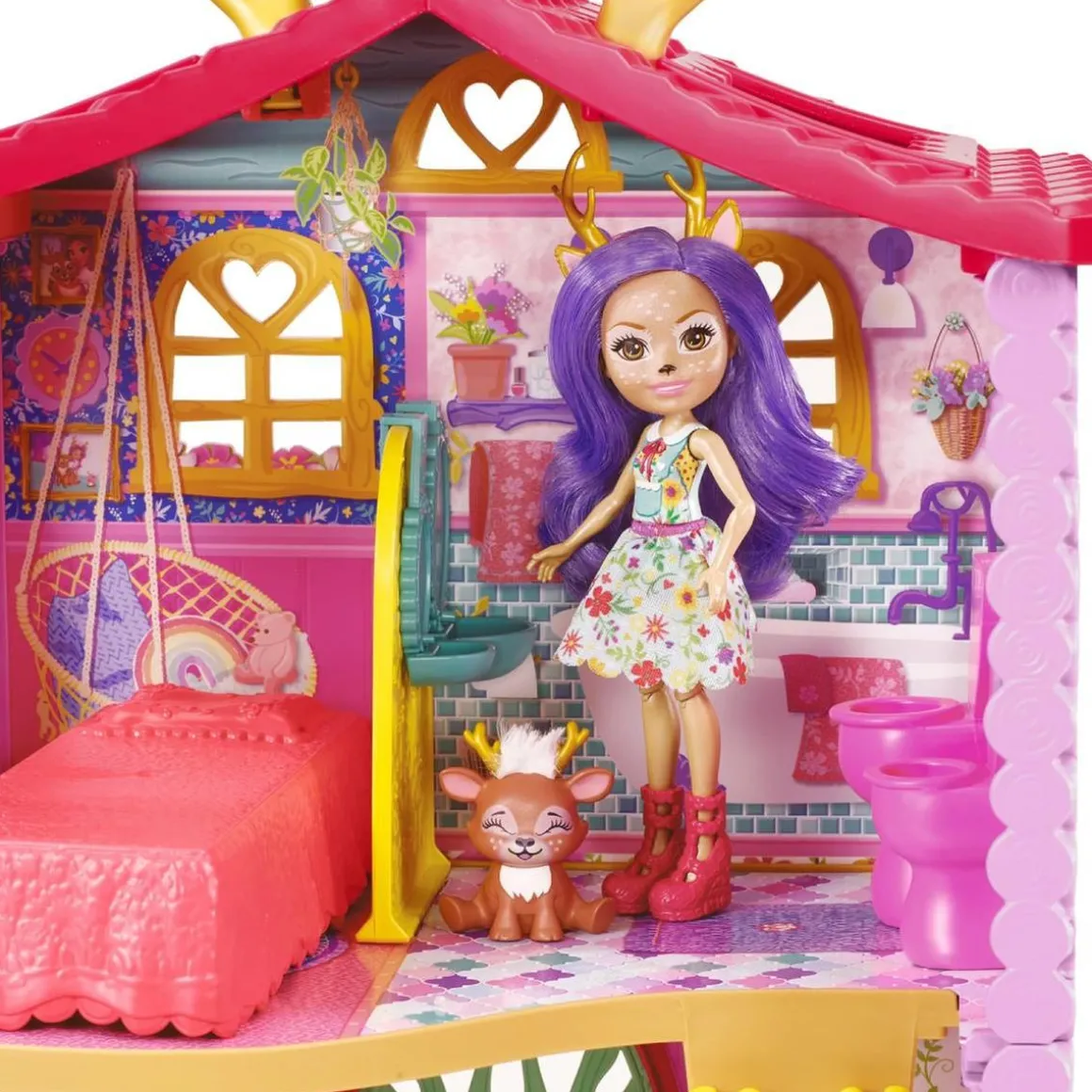 Enchantimals - muñeca Danessa Deer con casa de ciervos