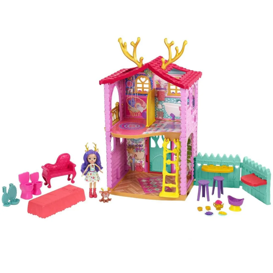 Enchantimals - muñeca Danessa Deer con casa de ciervos