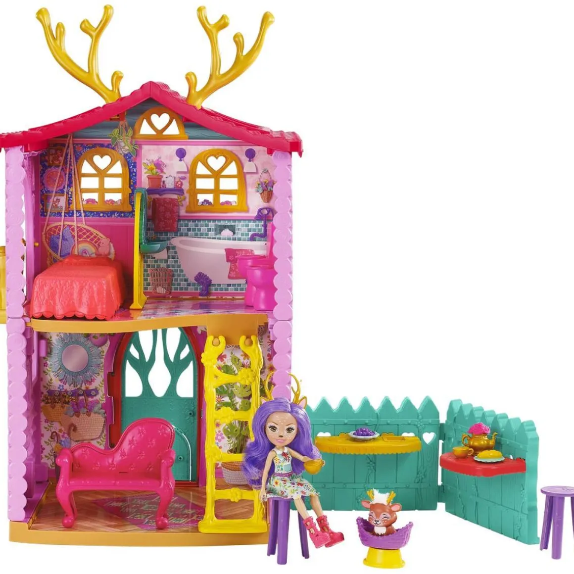 Enchantimals - muñeca Danessa Deer con casa de ciervos