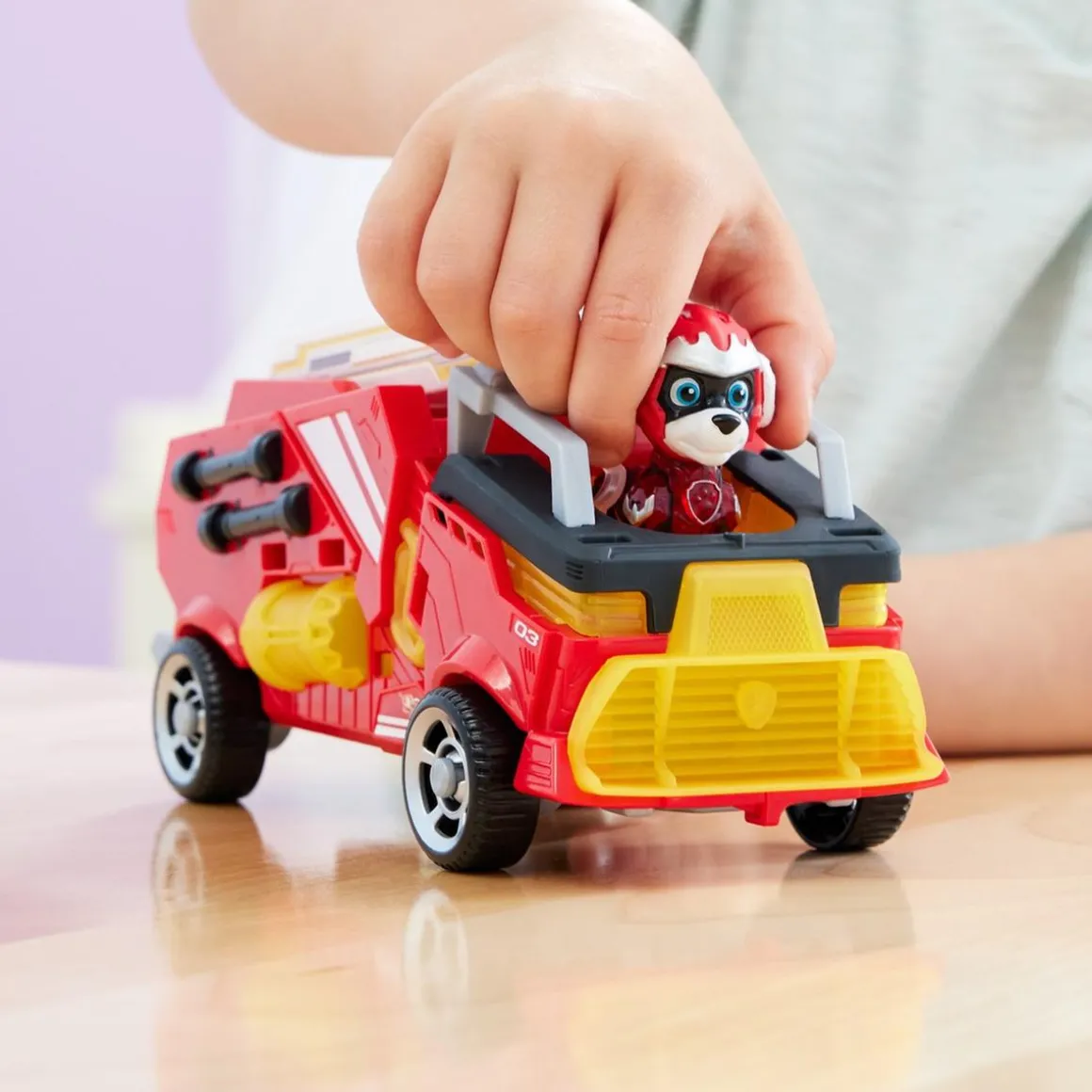 Energía - Patrulla Canina - Camión de bomberos de juguete con figura de acción de Marshall, luces y sonidos ㅤ