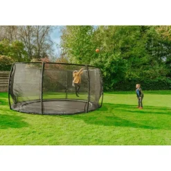 Exit - Cama elástica de suelo Dynamic 427 cm negro con red de seguridad