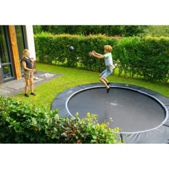 Exit - Cama elástica de suelo Dynamic 366 cm negro con perímetro de seguridad
