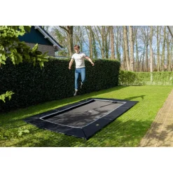 Exit - Cama elástica de suelo Dynamic 275 x 458 cm negro con perímetro de seguridad