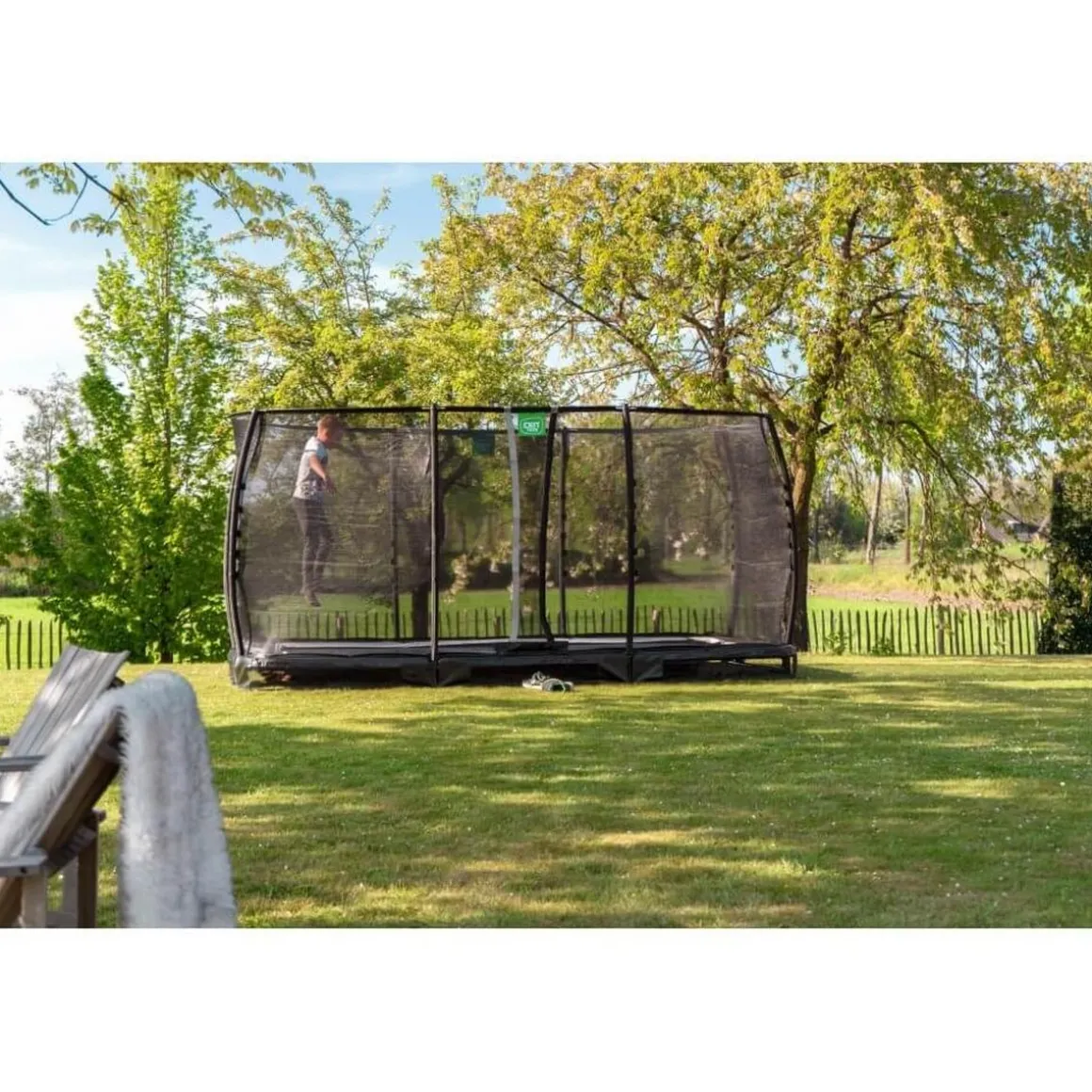 Exit - Cama elástica de suelo Allure Classic 244 x 427 cm verde