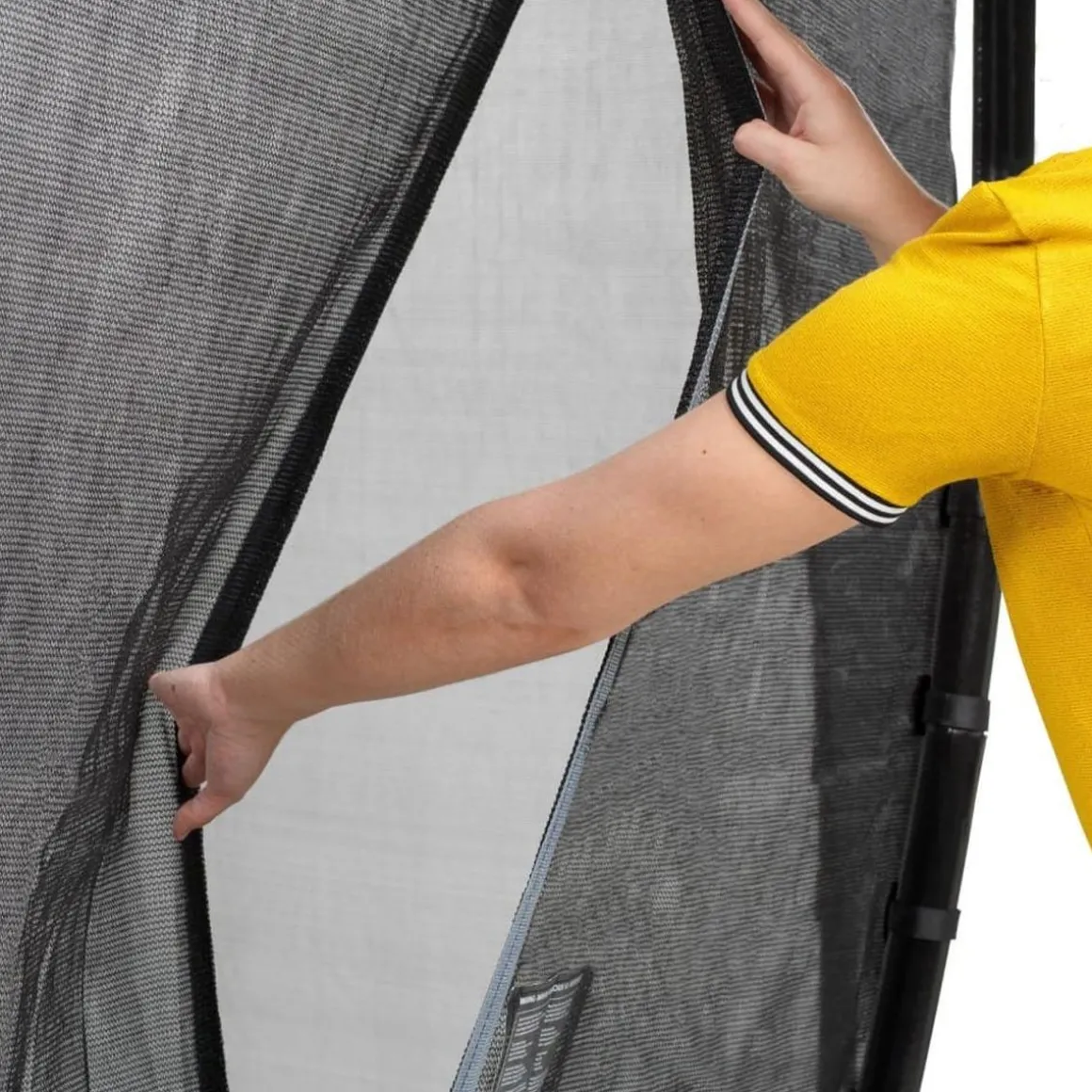 Exit - Cama elástica de suelo Dynamic 305 cm negro con red de seguridad