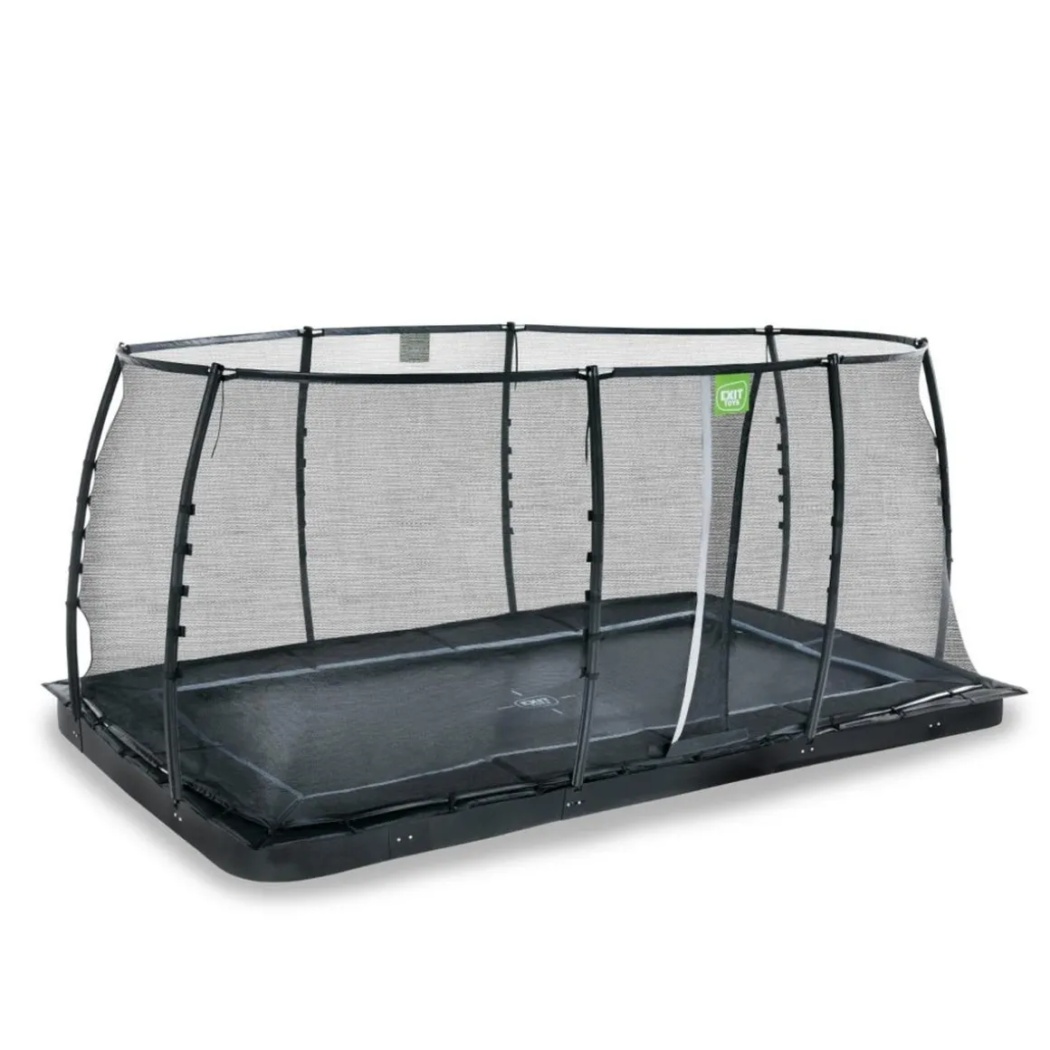 Exit - Cama elástica de suelo Dynamic 275 x 458 cm negro con red de seguridad