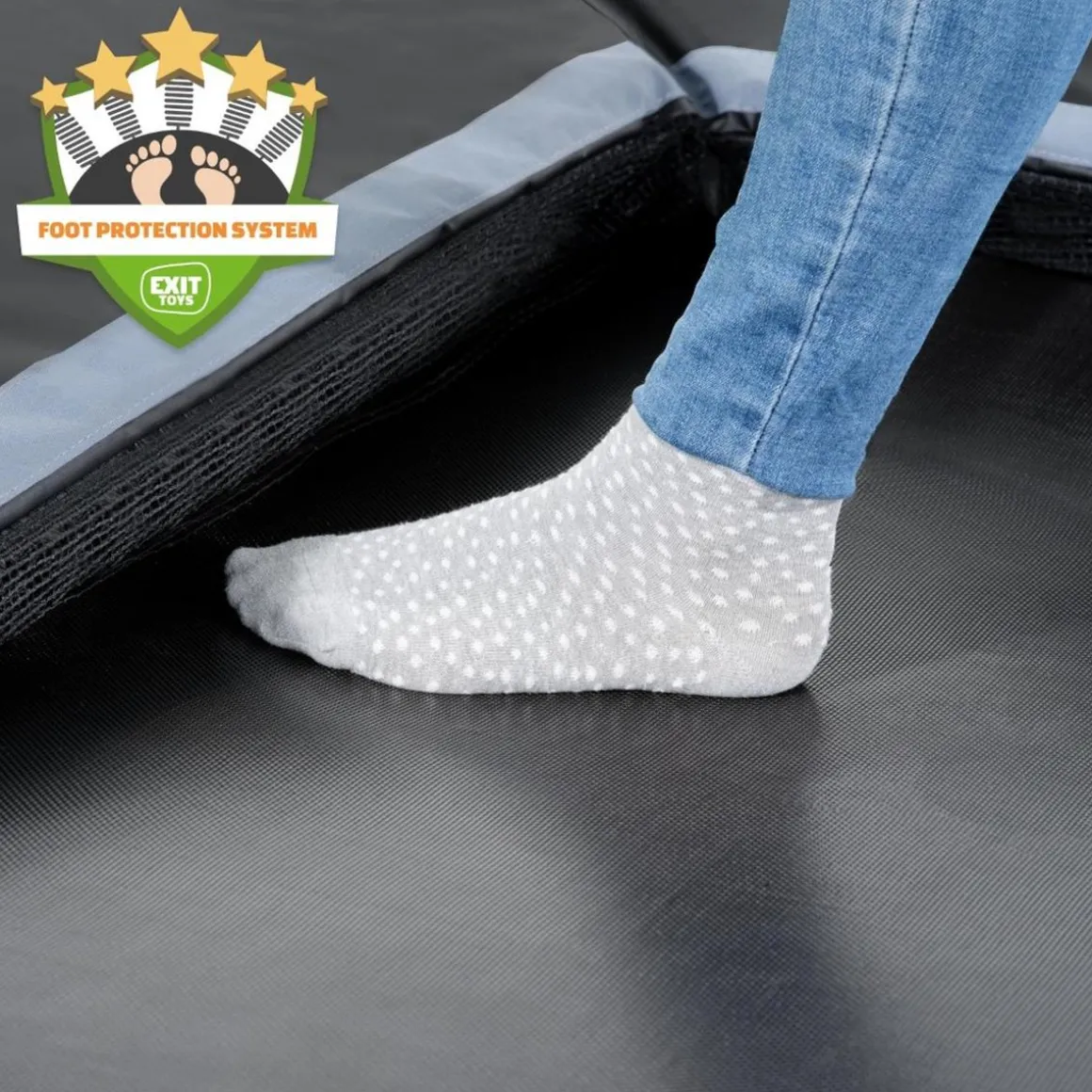 Exit - Cama elástica de suelo Dynamic 275 x 458 cm negro con red de seguridad