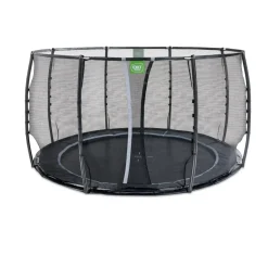 Exit - Cama elástica de suelo Dynamic 366 cm negro con red de seguridad
