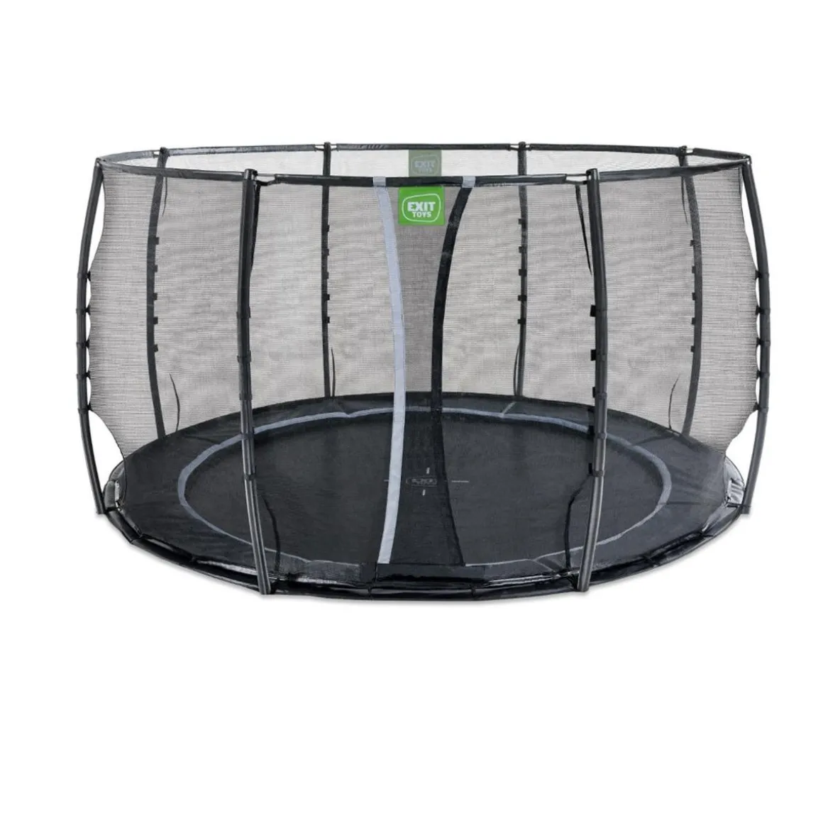 Exit - Cama elástica de suelo Dynamic 366 cm negro con red de seguridad