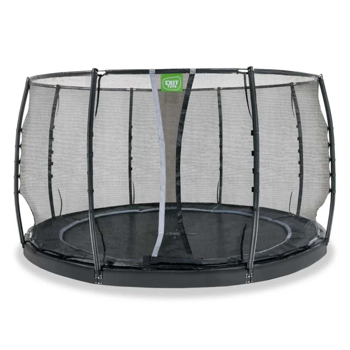 Exit - Cama elástica de suelo Dynamic 366 cm negro con red de seguridad