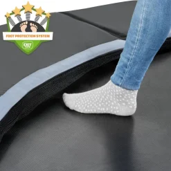 Exit - Cama elástica de suelo Dynamic 366 cm negro con red de seguridad