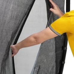 Exit - Cama elástica de suelo Dynamic 366 cm negro con red de seguridad