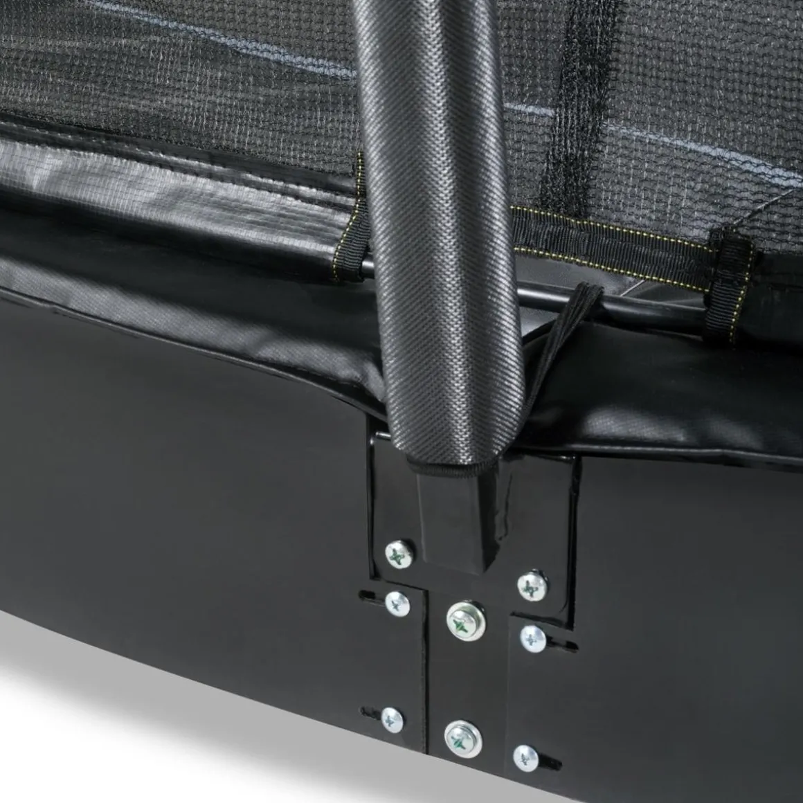 Exit - Cama elástica de suelo Dynamic 366 cm negro con red de seguridad