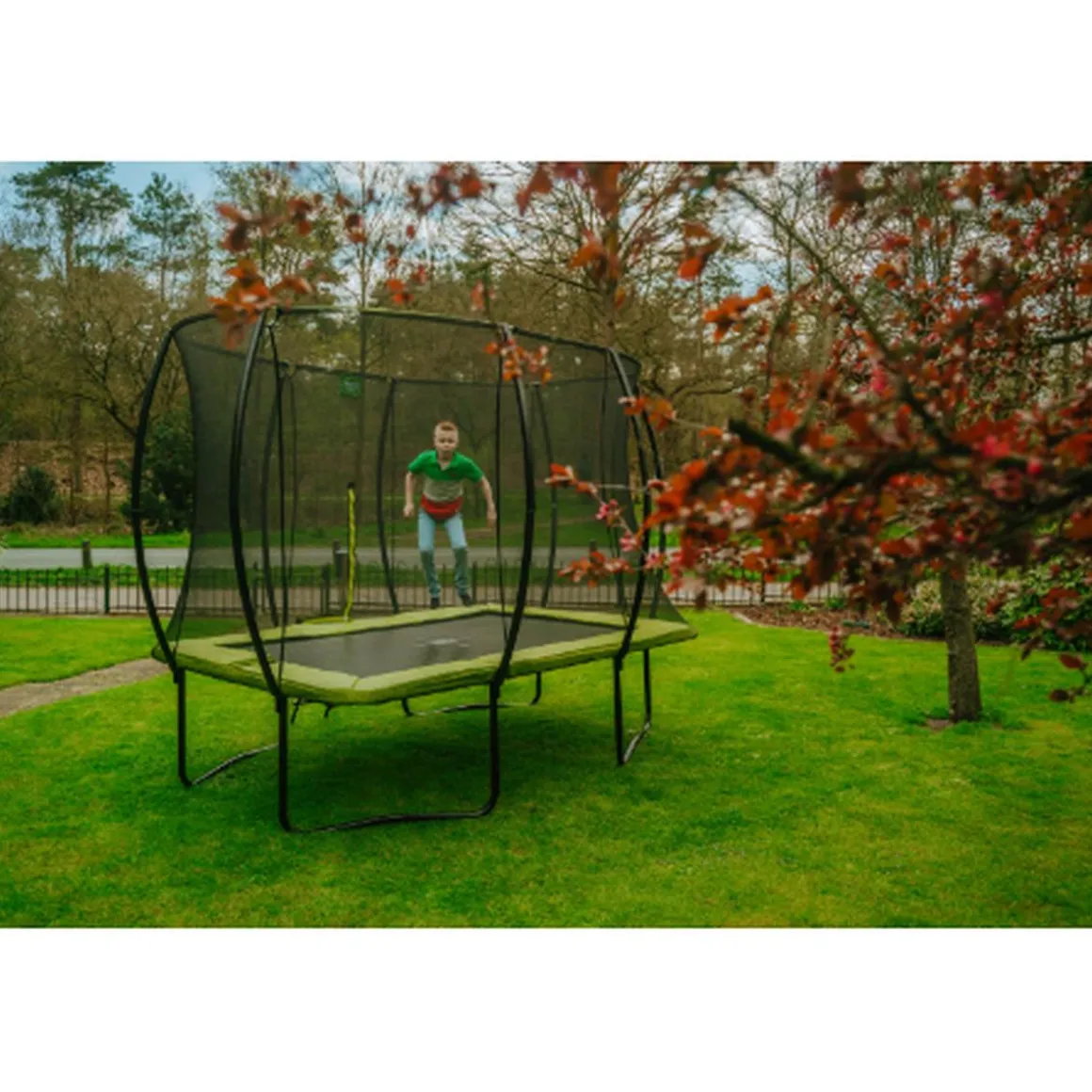 Exit - Cama elástica Silhouette rectangular verde 214 cm