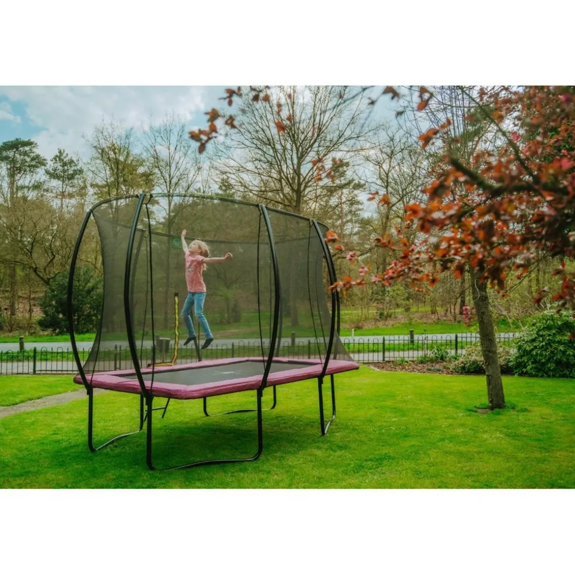 Exit - Cama elástica Silhouette rectangular rosa 244 cm