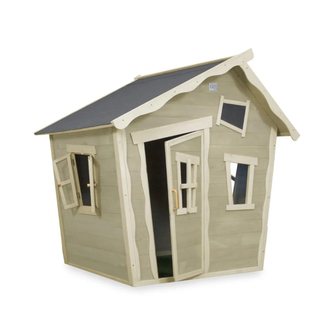 Exit - Casita Crooky de madera gris/beige