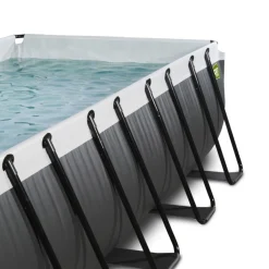Exit - Piscina Black Leather 400 x 200 x 122 cm con filtro de arena, cúpula y bomba de calor