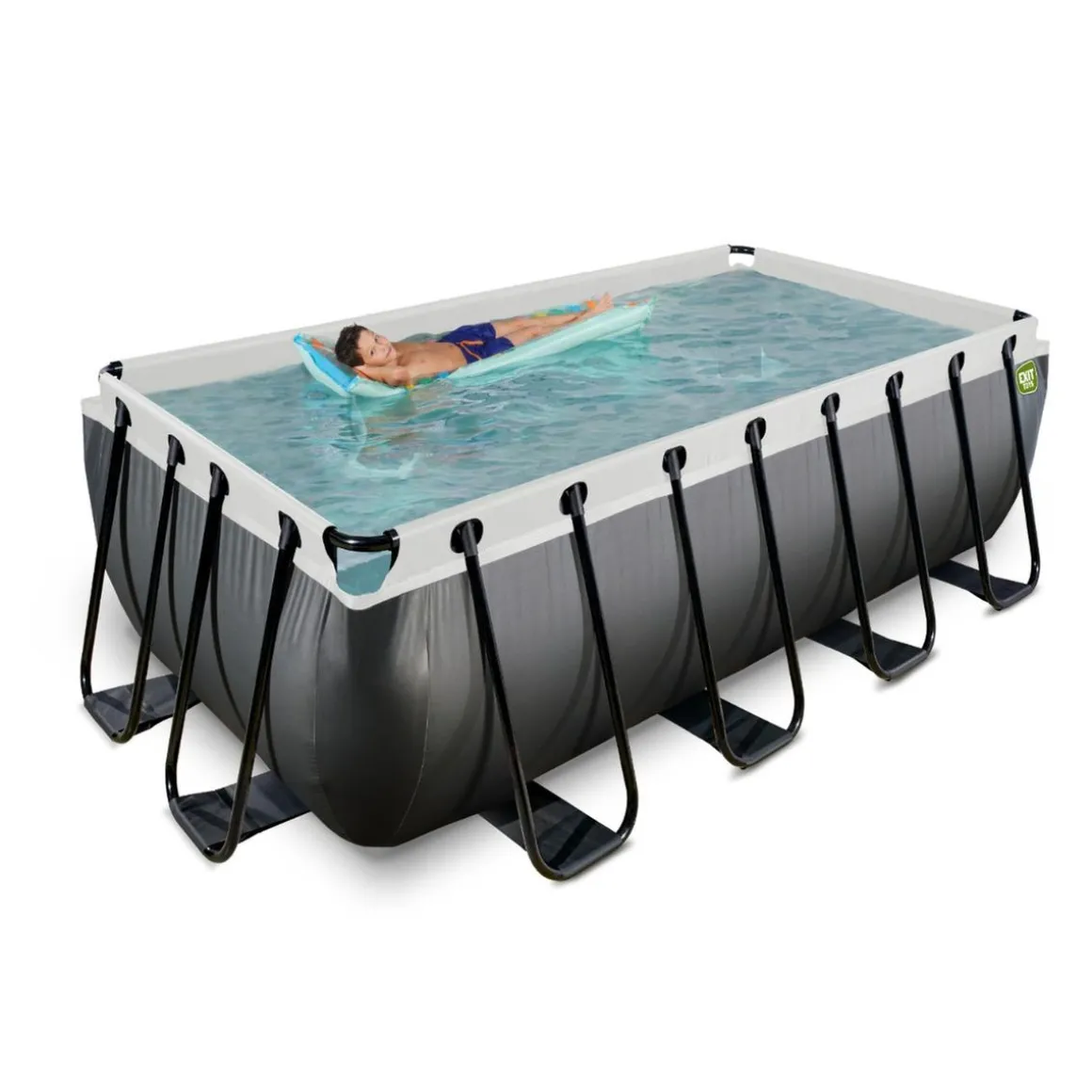Exit - Piscina Black Leather 400 x 200 x 122 cm con filtro de cartucho