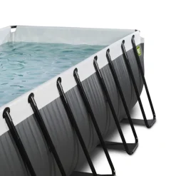 Exit - Piscina Black Leather 400 x 200 x 100 cm con filtro de arena y cúpula