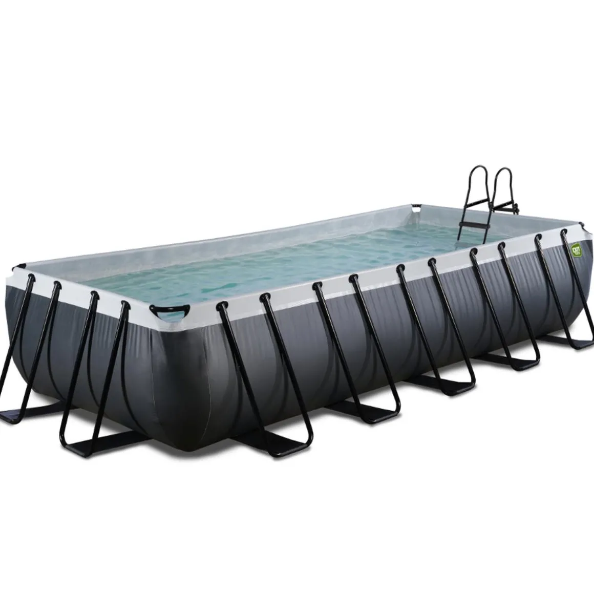 EXIT - Piscina de cuero negro rectangular con bomba de filtro 540 x 250 x 100 cm