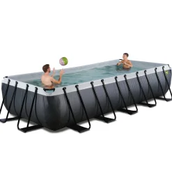 EXIT - Piscina de cuero negro rectangular con bomba de filtro 540 x 250 x 100 cm