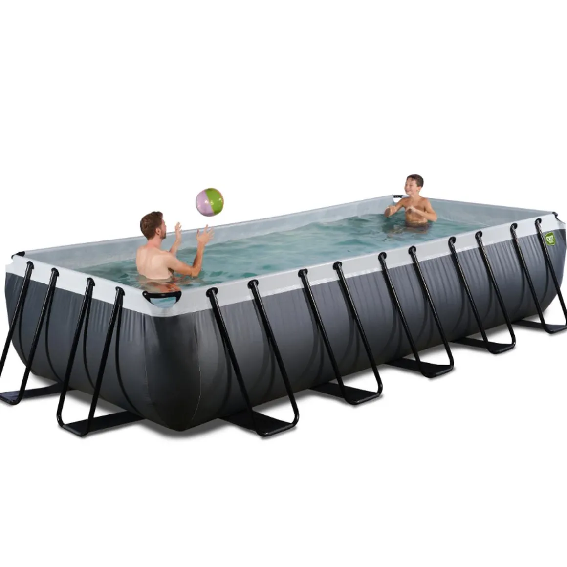 EXIT - Piscina de cuero negro rectangular con bomba de filtro 540 x 250 x 100 cm