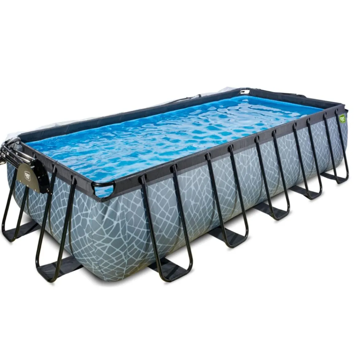 Exit - Piscina Stone gris 540 x 250 x 122 cm con filtro de arena, cúpula y bomba de calor