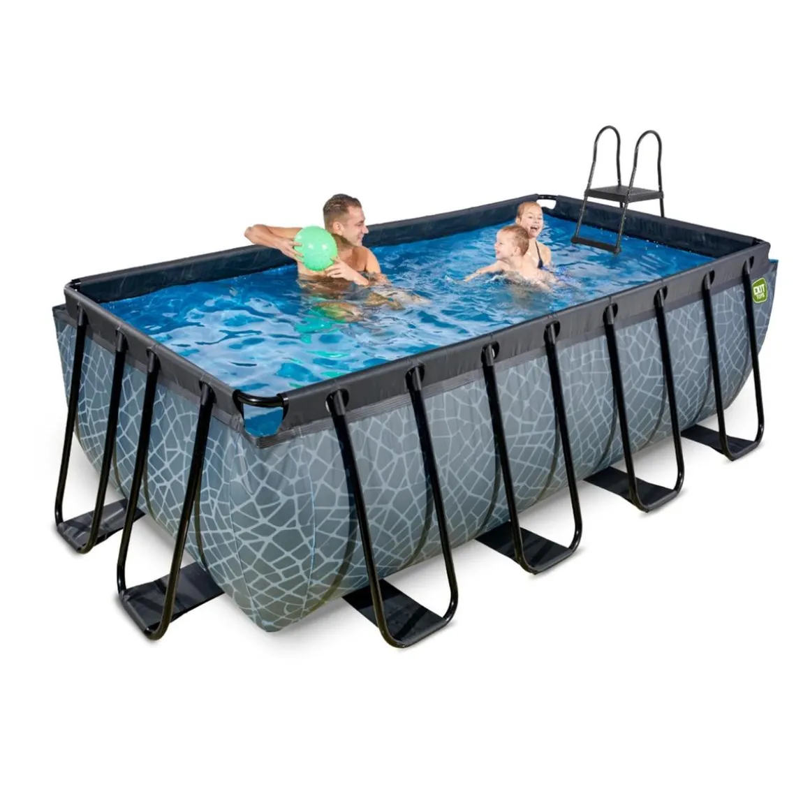 Exit - Piscina Stone gris 400 x 200 x 122 cm con filtro de cartucho