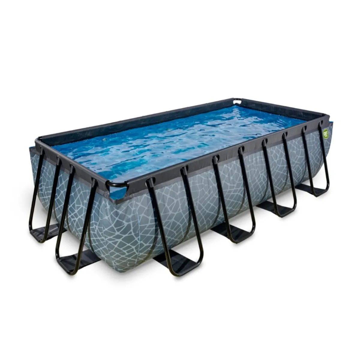 Exit - Piscina Stone gris 400 x 200 x 100 cm con filtro de cartucho
