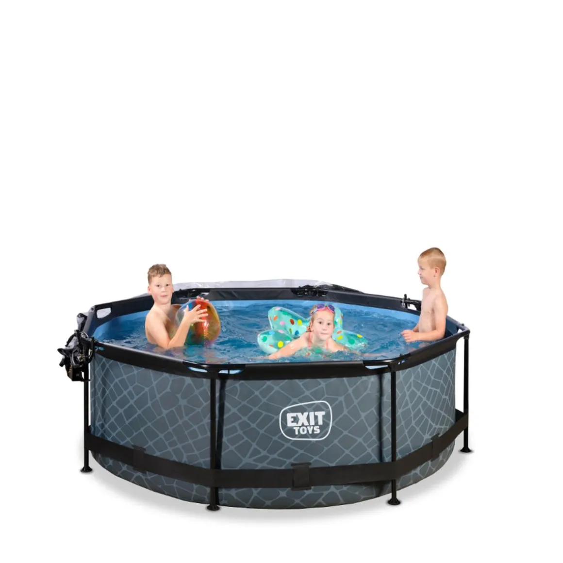 EXIT - Piscina Stone redonda 244 cm con cúpula y bomba de filtro