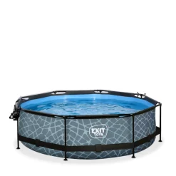 EXIT - Piscina Stone redonda 300 cm con cúpula y bomba de filtro