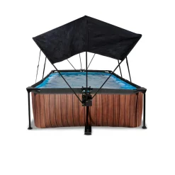 Exit - Piscina Wood efecto madera 300 x 200 x 65 cm con filtro y toldo negro