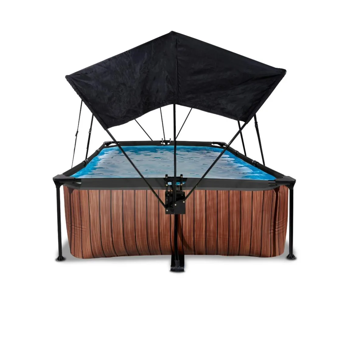 Exit - Piscina Wood efecto madera 300 x 200 x 65 cm con filtro y toldo negro