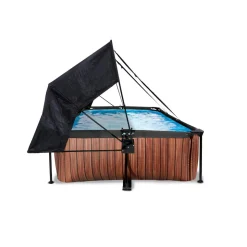 Exit - Piscina Wood efecto madera 220 x 150 x 65 cm con filtro y toldo negro