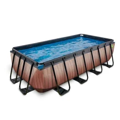 Exit - Piscina Wood efecto madera 400 x 200 x 100 cm con filtro de arena