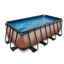 Exit - Piscina Wood efecto madera 400 x 200 x 122 cm con filtro de arena