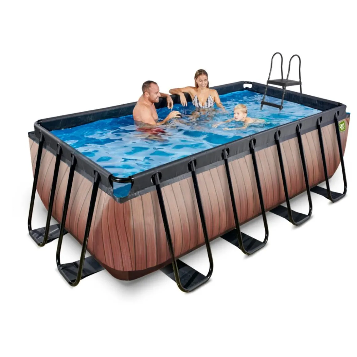 Exit - Piscina Wood efecto madera 400 x 200 x 122 cm con filtro de arena