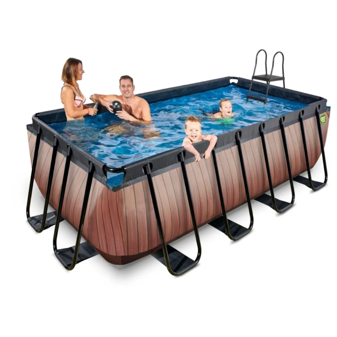 Exit - Piscina Wood efecto madera 400 x 200 x 122 cm con filtro de arena