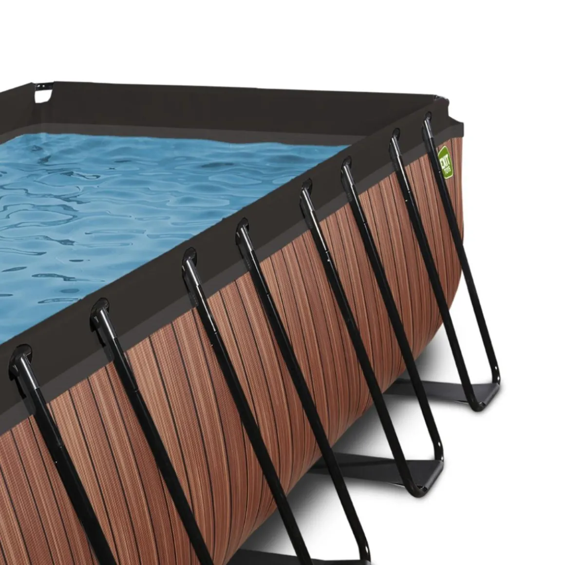 Exit - Piscina Wood efecto madera 400 x 200 x 122 cm con filtro de arena y cúpula
