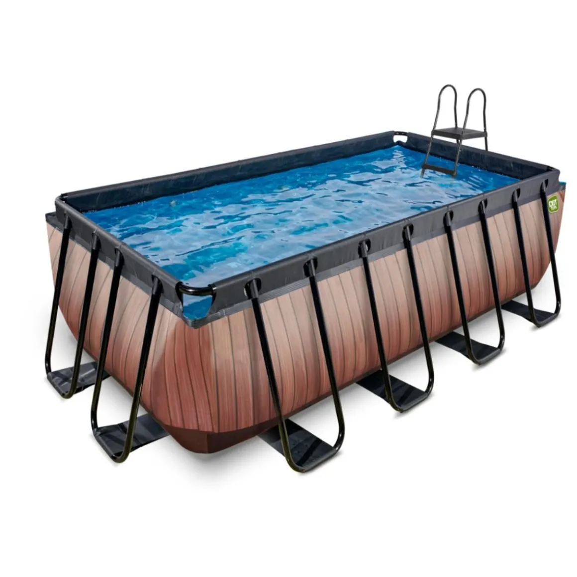 Exit - Piscina Wood efecto madera 400 x 200 x 122 cm con filtro de cartucho