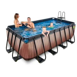 Exit - Piscina Wood efecto madera 400 x 200 x 122 cm con filtro de cartucho