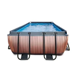 Exit - Piscina Wood efecto madera 540 x 250 x 100 cm con filtro de arena