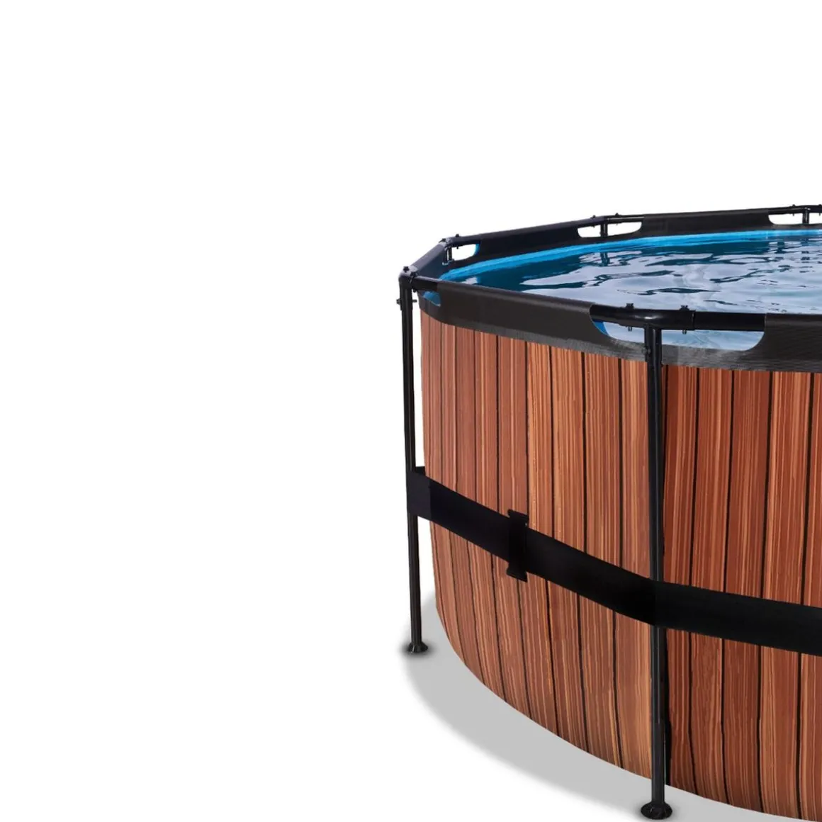 Exit - Piscina Wood efecto madera diámetro 488 x 122 cm con filtro de arena y cúpula