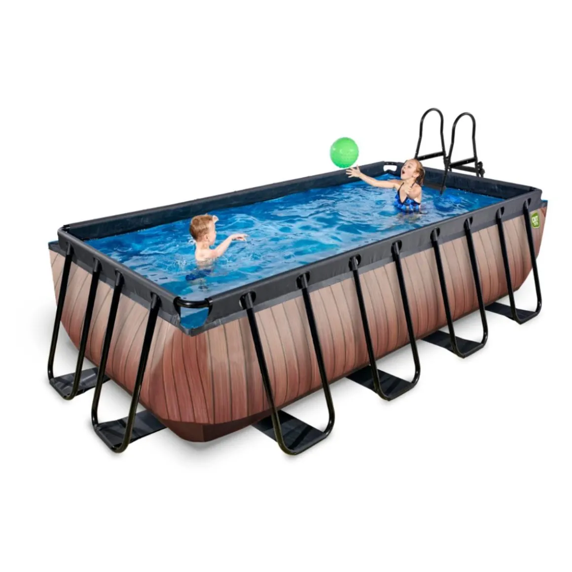 Exit - Piscina Wood efecto madera 400 x 200 x 100 cm con filtro de cartucho