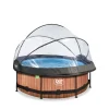 EXIT - Piscina Wood redonda 244 cm con cúpula y bomba de filtro