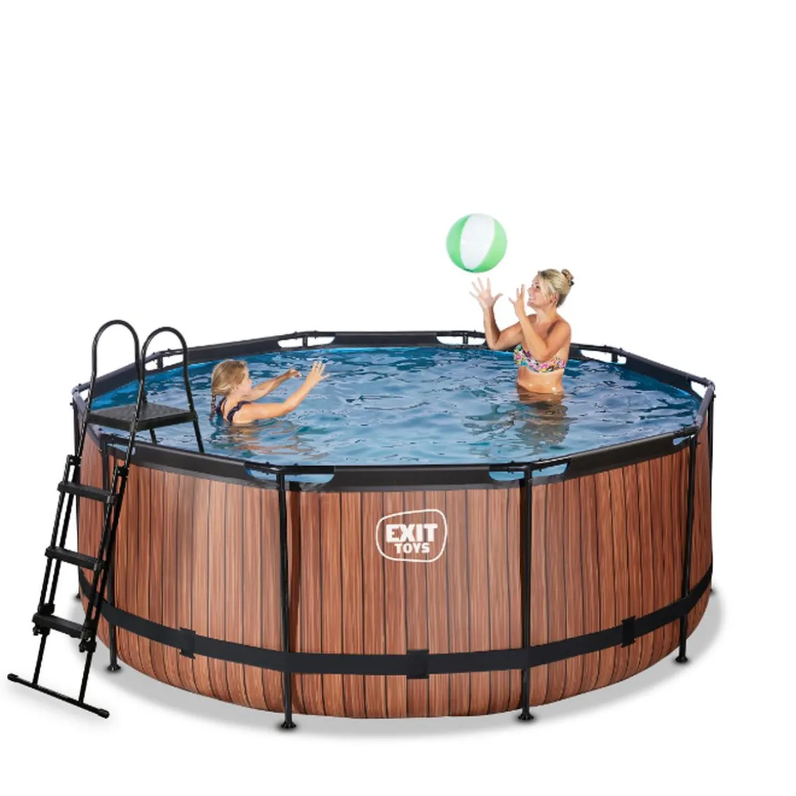 EXIT - Piscina Wood redonda 360 cm con cúpula y bomba de filtro