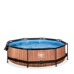 EXIT - Piscina Wood redonda 300 cm con cúpula y bomba de filtro