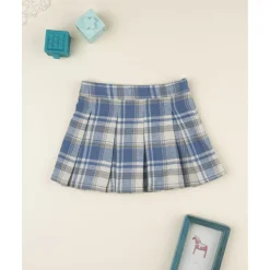 Falda plisada tartán azul y beige para niña