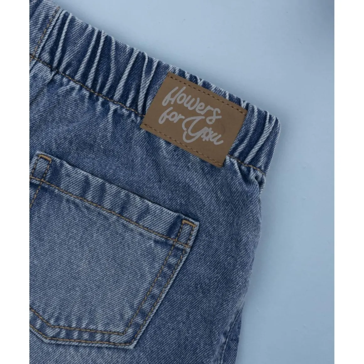 Falda-pantalón denim niña con flores