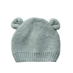 Gorro de punto gris con orejas